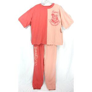 NEW Harry Potter Hogwarts Wizarding World Embroidered Top and Sweat Pants Set L